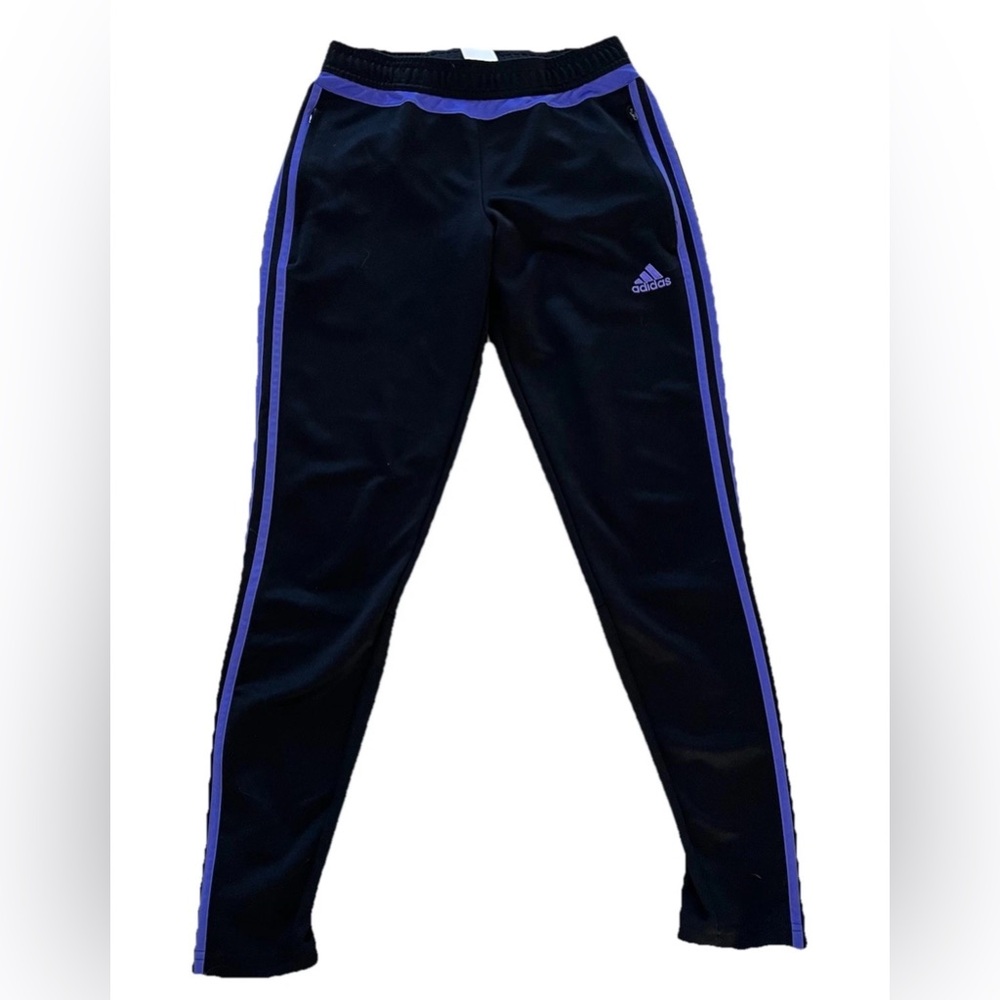 ADIDAS  3-Stripes Track Pants Women's Small Black Zip Pockets Classics Soccer